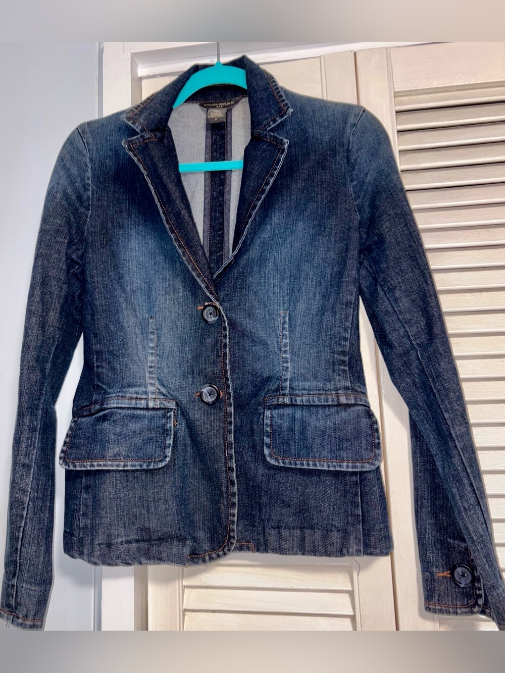 Banana Republic Dark Blue Denim Blazer Jacket, size 2